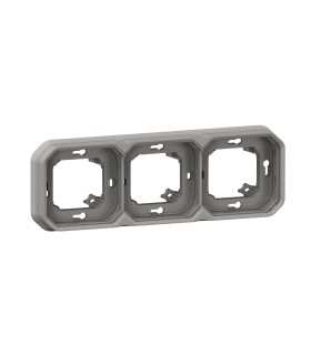 Support plaque encastré 3 postes montage horizontal/vertical Plexo gris / Legrand