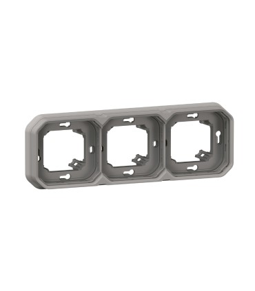 Support plaque encastré 3 postes montage horizontal/vertical Plexo gris / Legrand