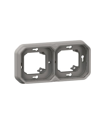 Support plaque encastré 2 postes montage horizontal/vertical Plexo gris / Legrand