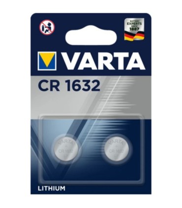 2 piles bouton CR1632 Varta Lithium 3V