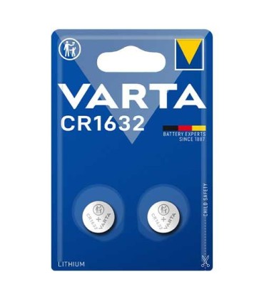2 piles bouton CR1632 Varta Lithium 3V