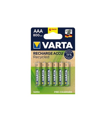 6 piles rechargeables AAA 800mAh Recyclées