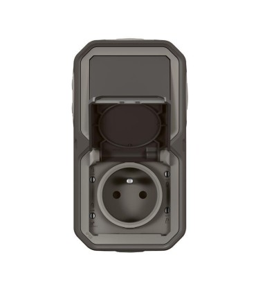 Prise avec va-et-vient vertical Plexo complet saillie - anthracite