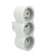 Fiche multiprise 3 prises 2P+T 16A 230V sorties frontales blanc et gris