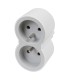 Fiche multiprises 2 prises 2P+T 16A 230V sorties frontales blanc et gris