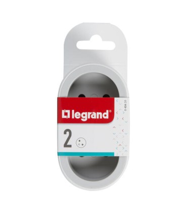 Fiche multiprises 2 prises 2P+T 16A 230V sorties frontales blanc et gris