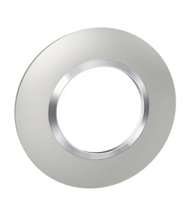 Plaque ronde Dooxie 1 poste finition effet aluminium chrome