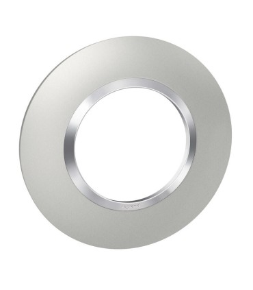 Plaque ronde Dooxie 1 poste finition effet aluminium chrome