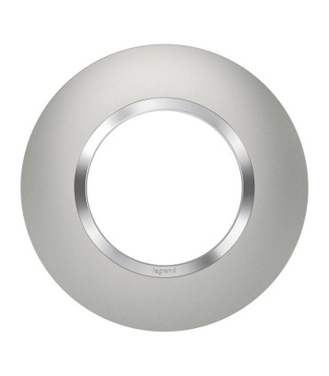 Plaque ronde Dooxie 1 poste finition effet aluminium chrome