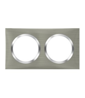 Plaque carrée Dooxie 2 postes finition effet inox brossé