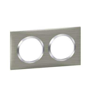 Plaque carrée Dooxie 2 postes finition effet inox brossé