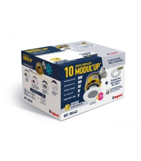 Pack 10 spots complets alu naturel avec boites Modul'Up scie cloche Ø80