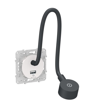 Odace - liseuse - avec prise USB-A - 2,1A - blanc