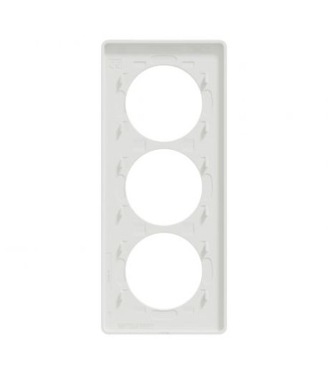 Odace Touch, plaque Bronze brossé liseré Blanc 3 postes vertical entraxe 57mm