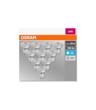 Lot de 10 ampoules LED PAR16 Gu10 4,3W 4000K 350lm 36°