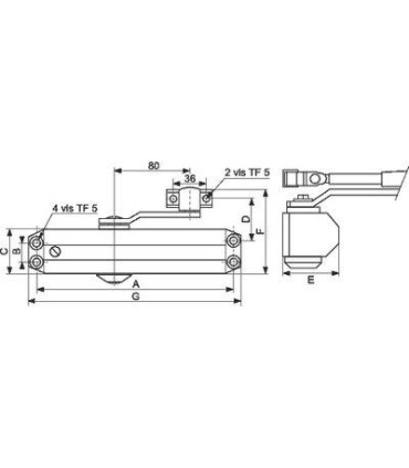 Ferme-porte GR010 Force 4 complet bras standard, Argent