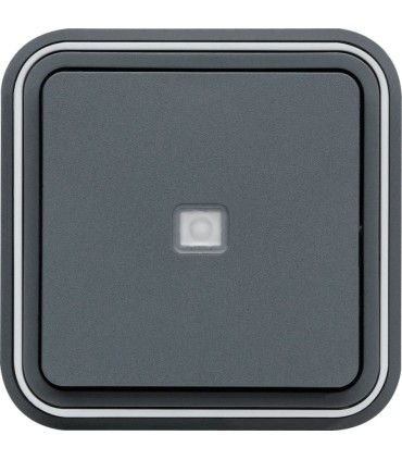 Poussoir encastré à voyant témoin cubyko 1F à griffes gris IP55
