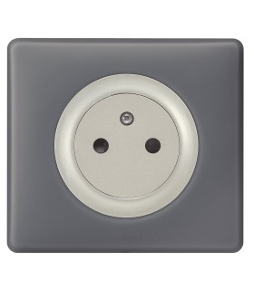 Prise 2P+T Surface complète Celiane Schiste Poudré (gris)
