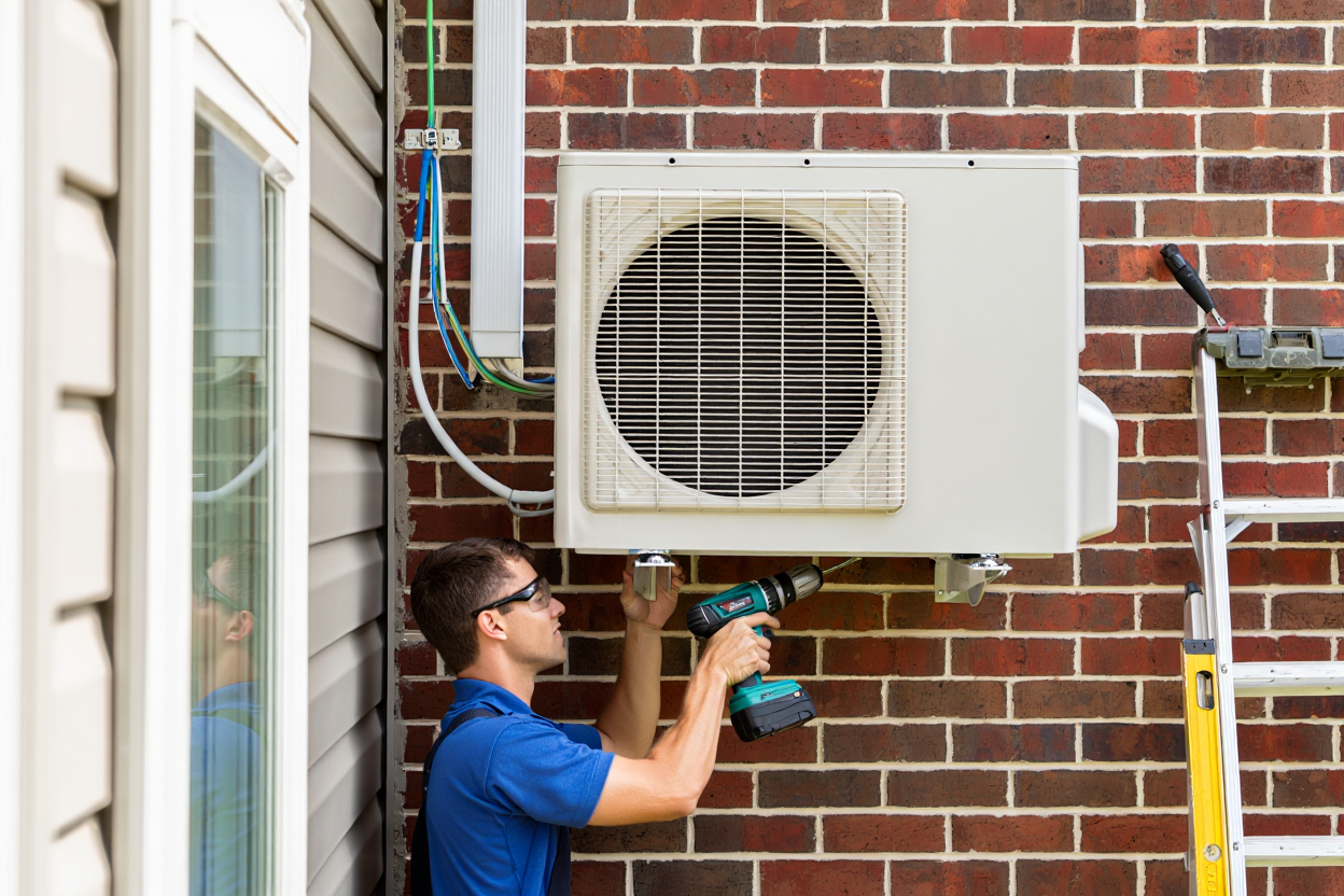 Installation d'une unité extérieure de climatisation