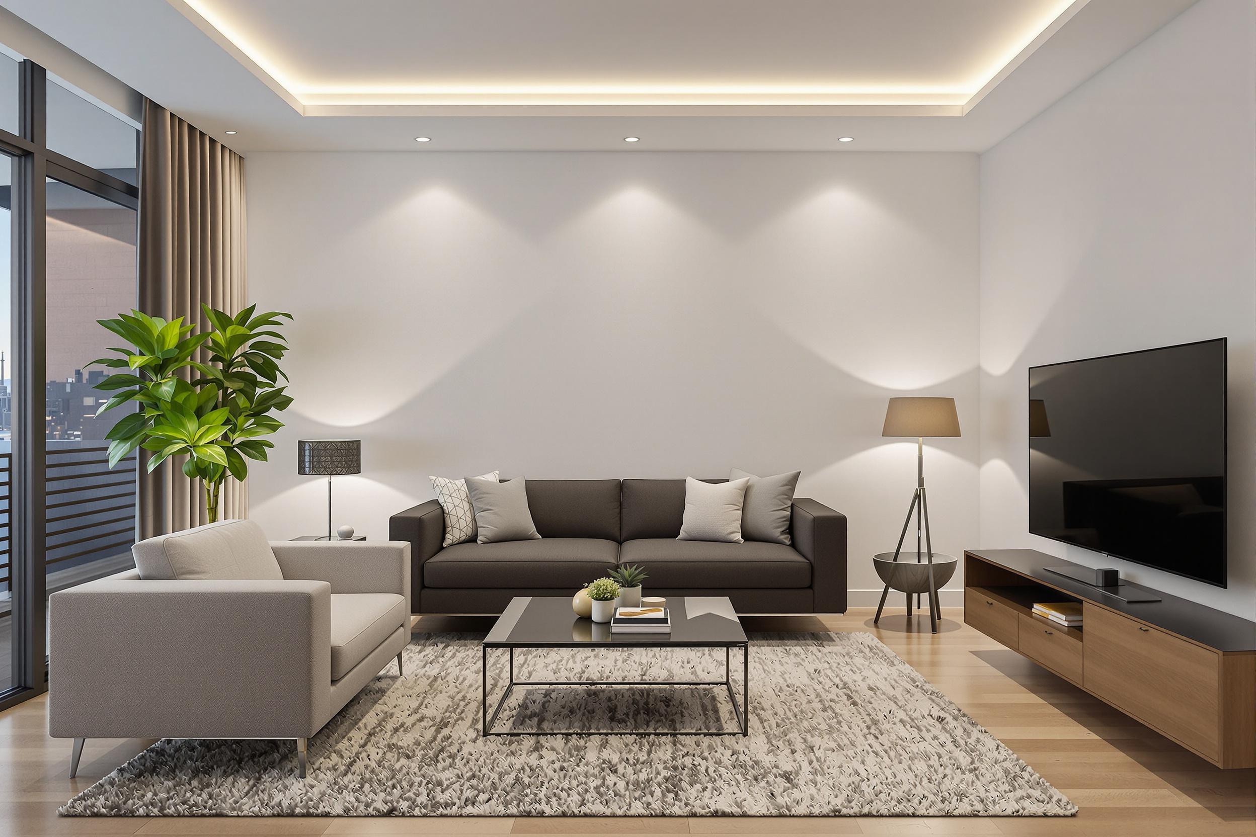 Éclairage lumineux dans un salon moderne